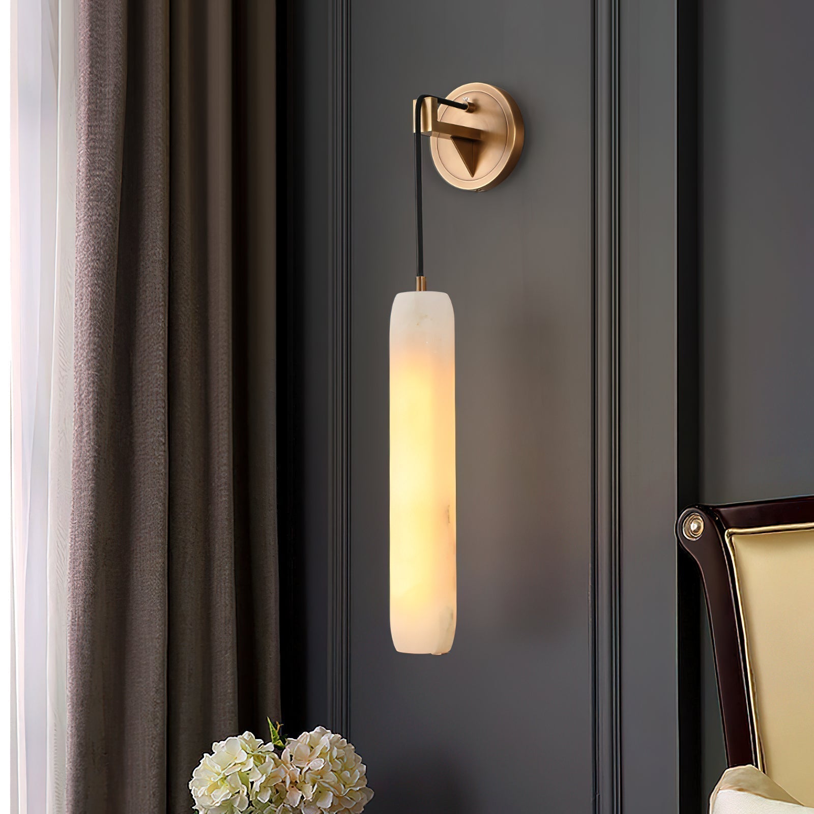 Wrenna Alabaster Flute Wall Lamp - GILDLAMPS
